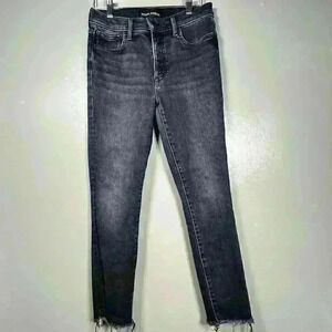 DENIM FORUM Black Vintage Wash Raw Hem Jeans Nico Midrise Skinny Crop 28